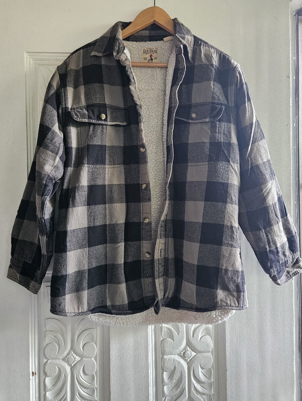 RedHead Black & Gray Sherpa-Lined Plaid Jacket Medium